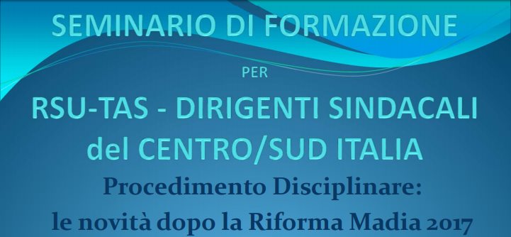 INVITO A SEMINARIO SU PROCEDIMENTI DISCIPLINARI NAPOLI 29 GENNAIO 2018